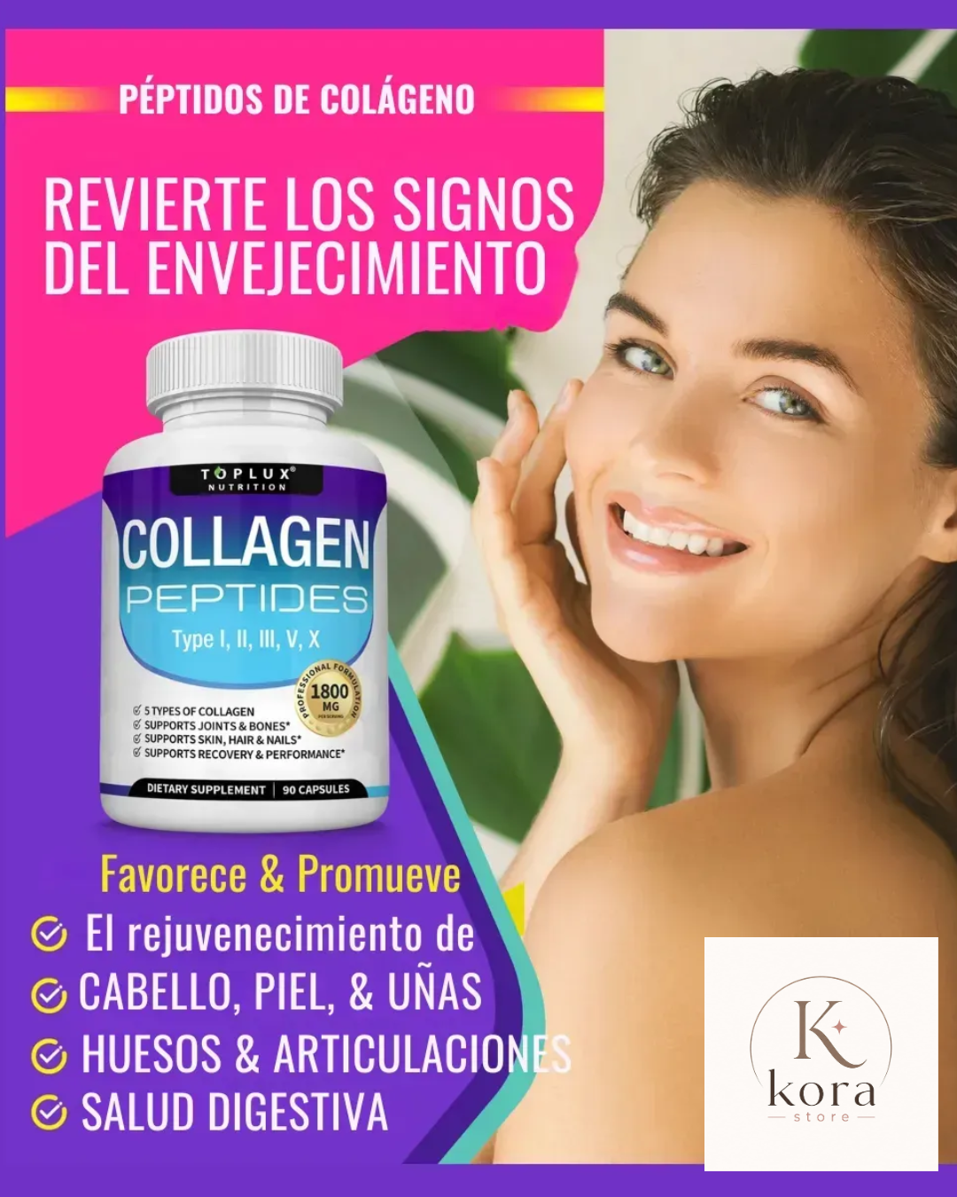 Colágeno Hidrolizado Premium de 1800 mg.